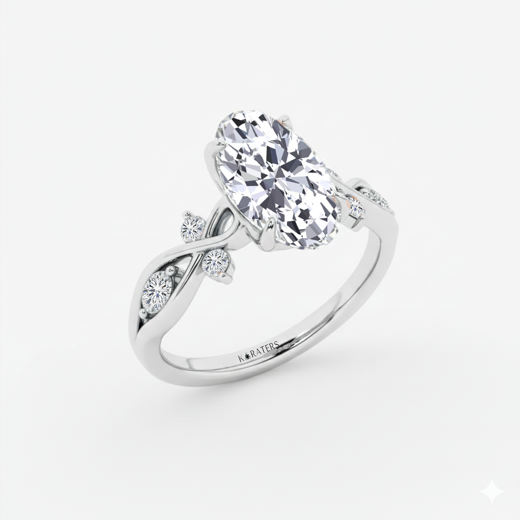 WG Oval Lab Grown Diamond Vintage side view