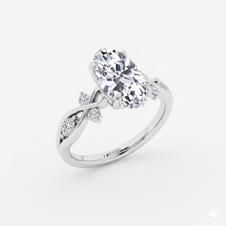 WG Oval Lab Grown Diamond Vintage side view