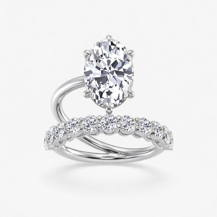 WG Oval Lab Grown Diamond Split Shank Engagement Ring front view