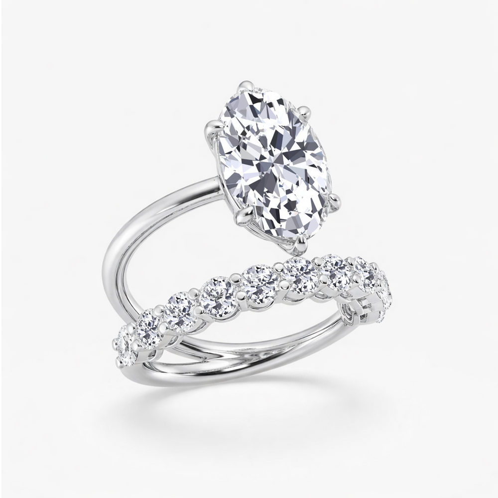 WG Oval Lab Grown Diamond Split Shank Engagement Ring Side view2