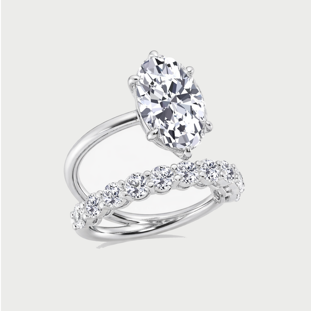 WG Oval Lab Grown Diamond Split Shank Engagement Ring Side view