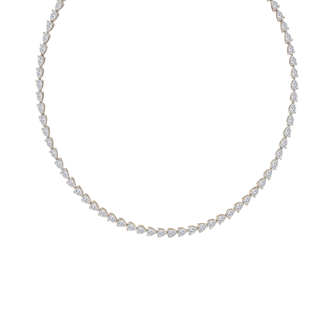East-West Pear Shape Lab Grown Diamond Tennis Necklace White Gold 18K