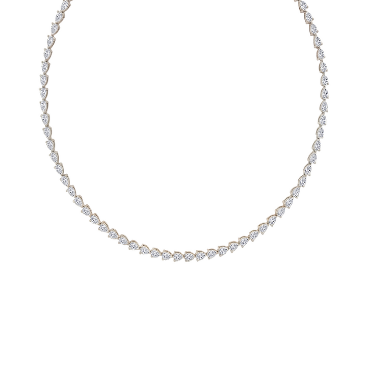 East-West Pear Shape Lab Grown Diamond Tennis Necklace White Gold 18K