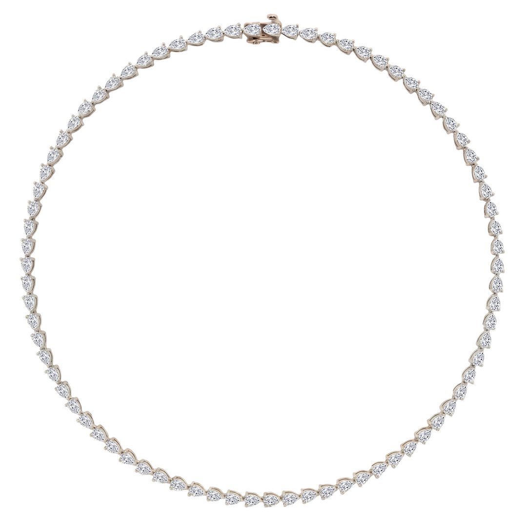 East-West Pear Shape Lab Grown Diamond Tennis Necklace White Gold 14K
