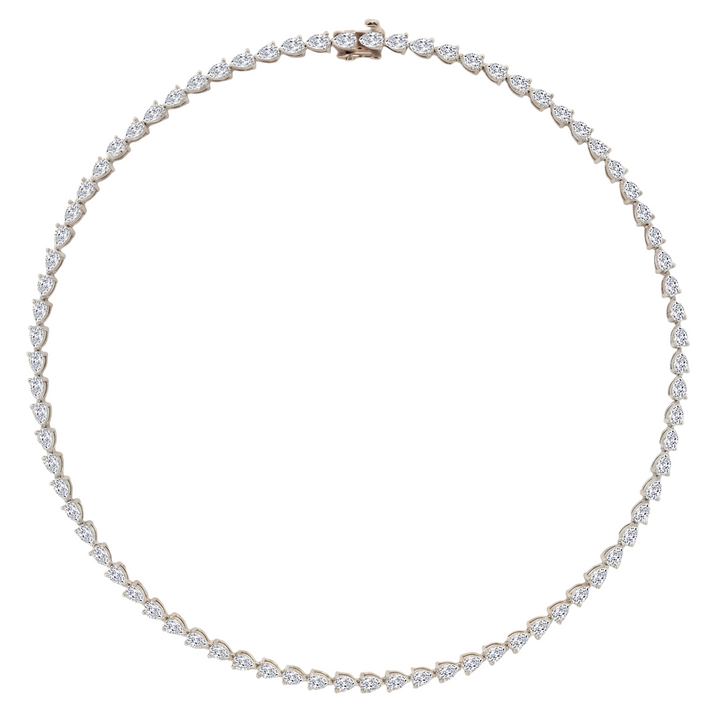 East-West Pear Shape Lab Grown Diamond Tennis Necklace White Gold 14K