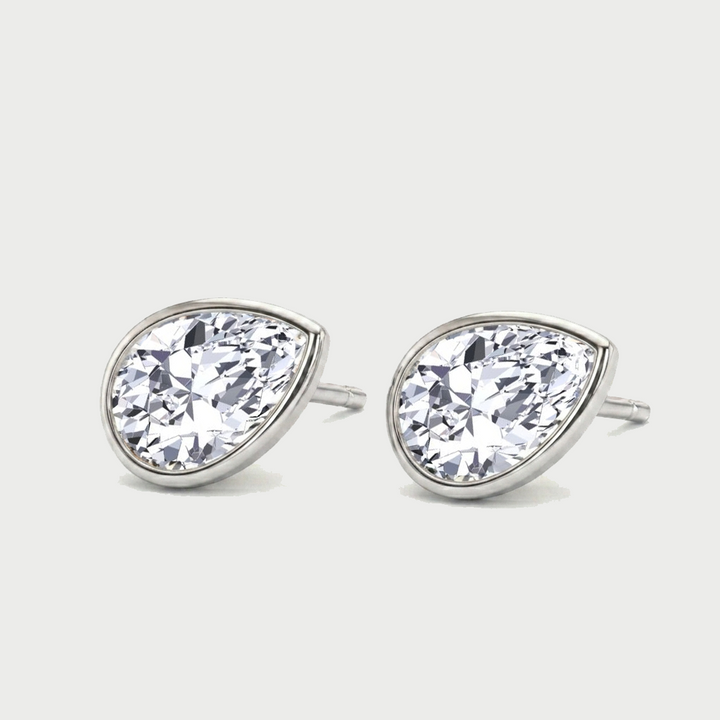 Bezel Set Pear Shape East West Lab Grown Diamond Studs