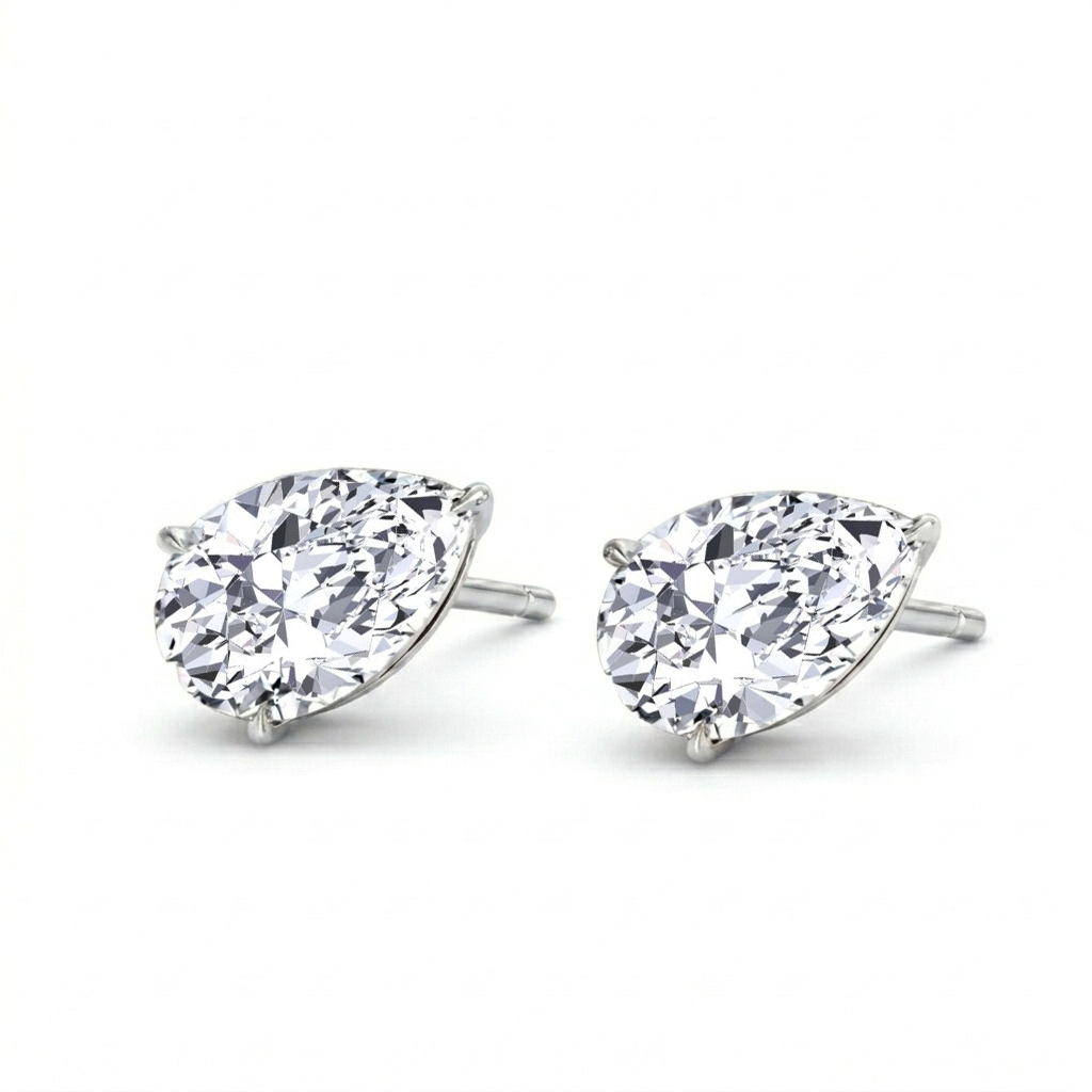 Pear Shaped East West Lab Grown Diamond Studs WG 2