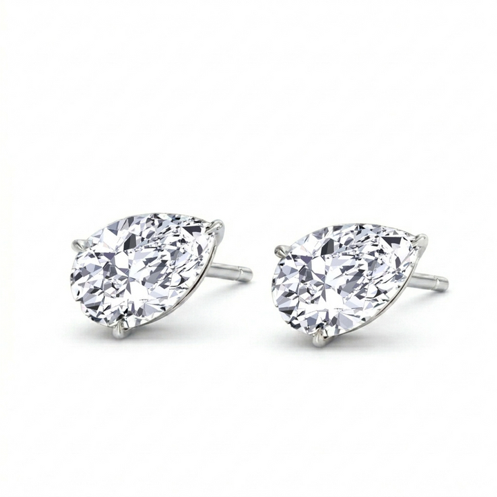 Pear Shaped East West Lab Grown Diamond Studs WG 2