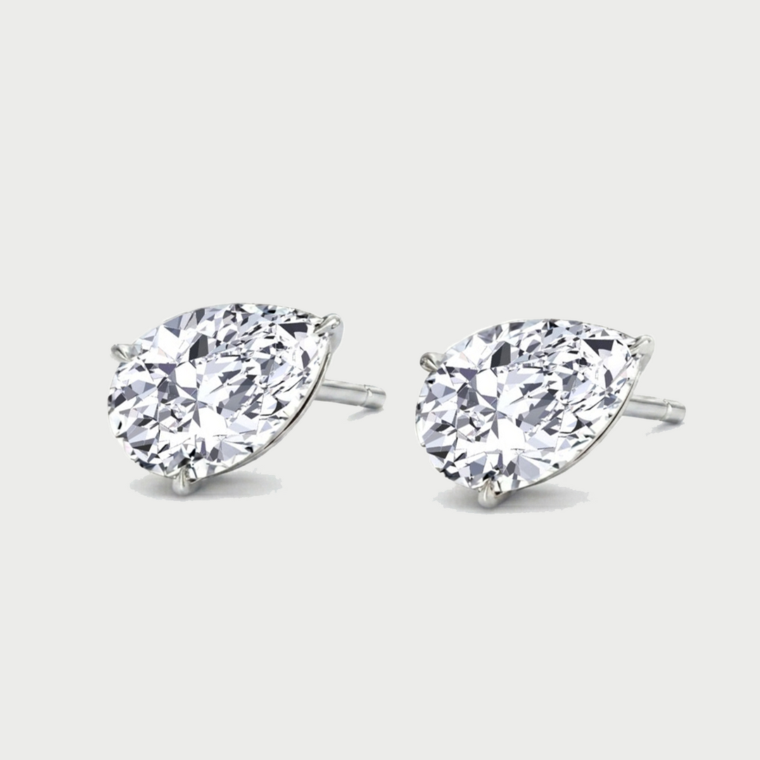 Pear Shaped East West Lab Grown Diamond Studs WG