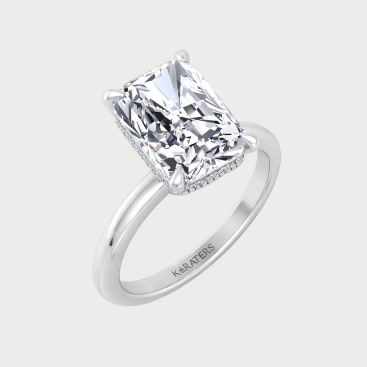 WG Invisible Halo Radiant Cut Solitaire Lab-Grown Diamond Ring Side View