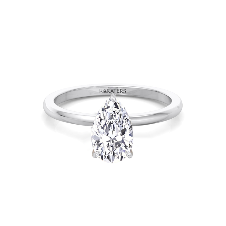 Pear Shape Solitaire Lab Grown Diamond Engagement Ring WG