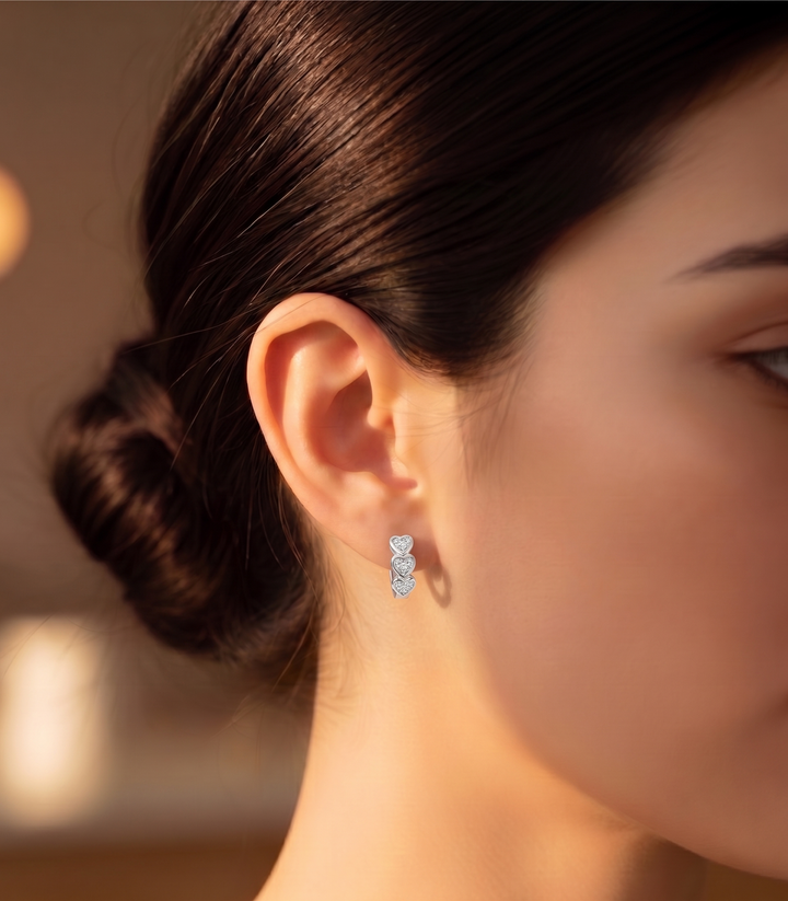 Heart Shape Lab Grown Diamond Hoop Earrings