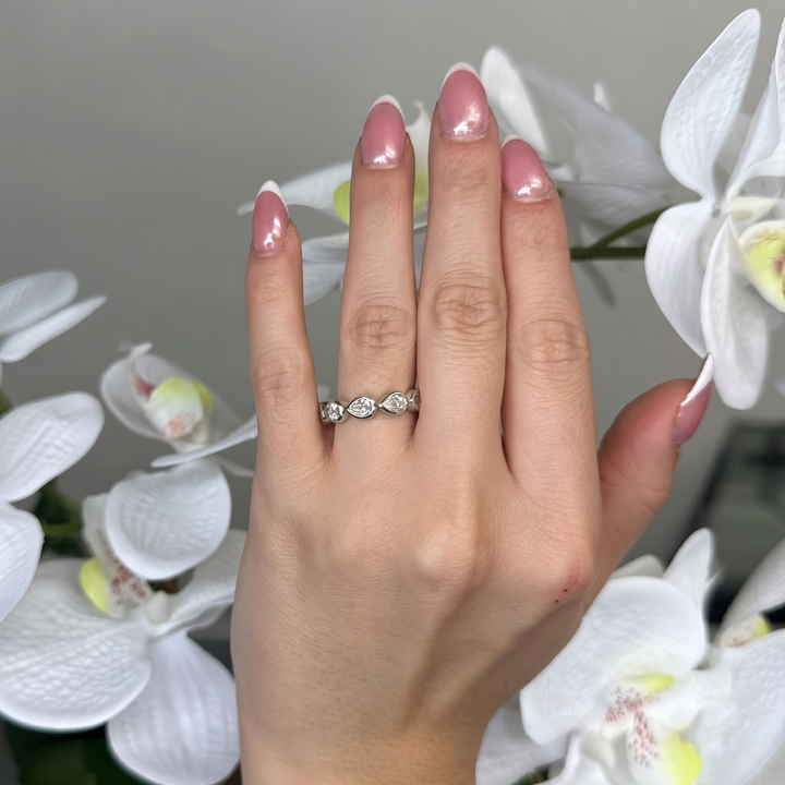 Bezel Set East To West Pear Shape Lab-Grown Diamond Eternity Band