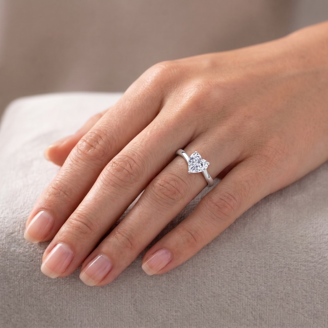 Heart Shaped Cut Solitaire Lab Grown Diamond Engagement Ring