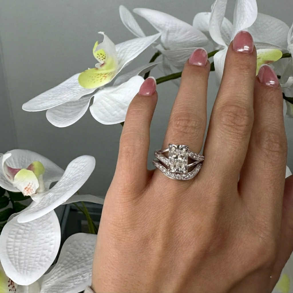 Curved Channel Style Lab Grown Diamond Wedding Band