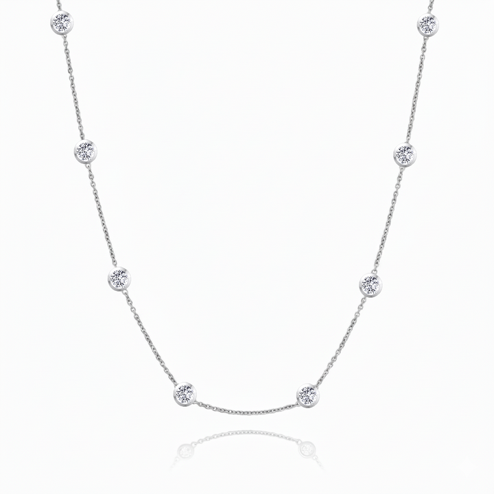 WG Round Shape Diamond By The Yard Necklace