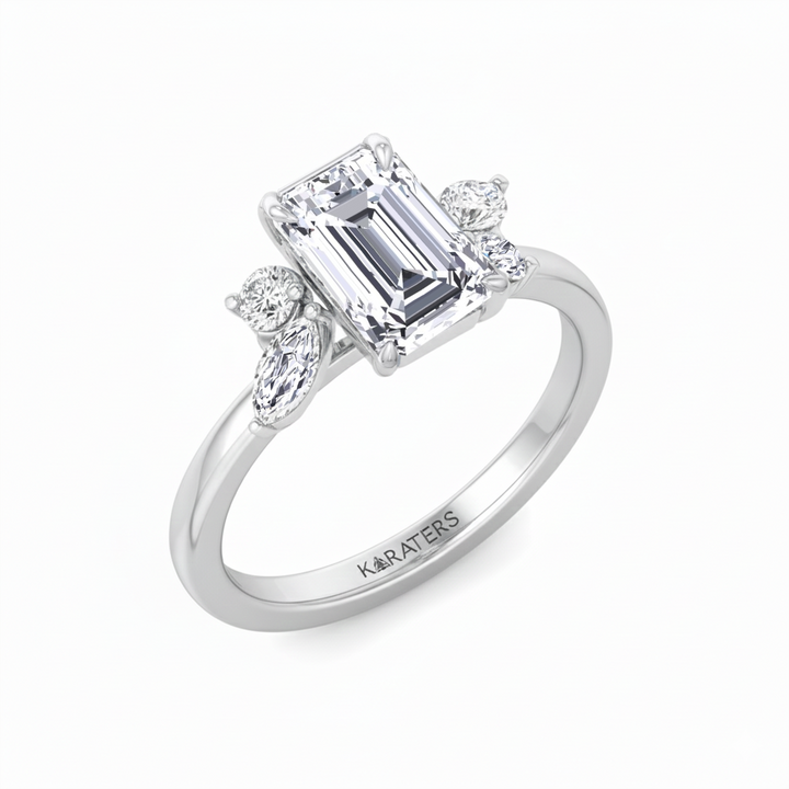 White Gold Emerald with Marquise and Round stone 2