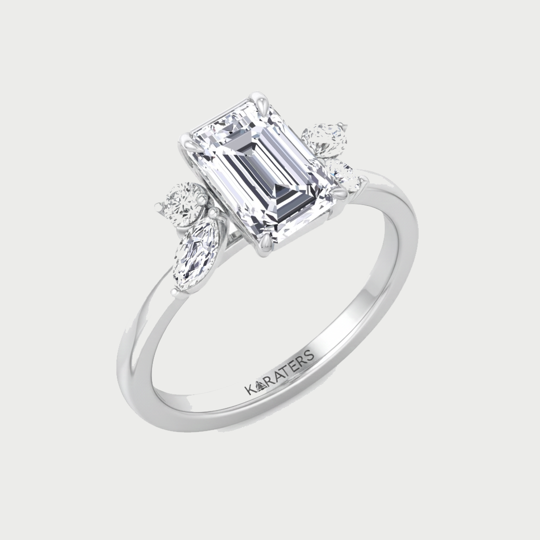 White Gold Emerald with Marquise and Round stone