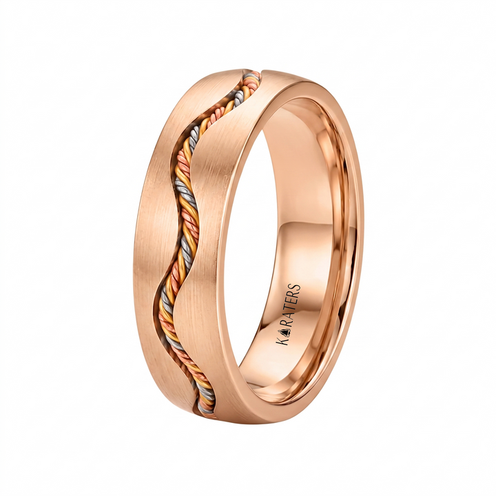 Men's Cable Braided Solid Gold Band RG 