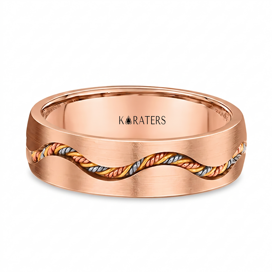 Men's Cable Braided Solid Gold Band RG  2