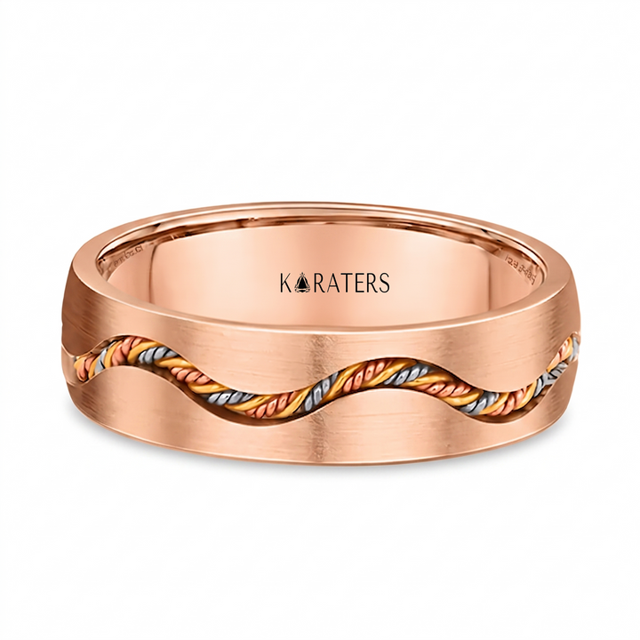 Men's Cable Braided Solid Gold Band RG  2