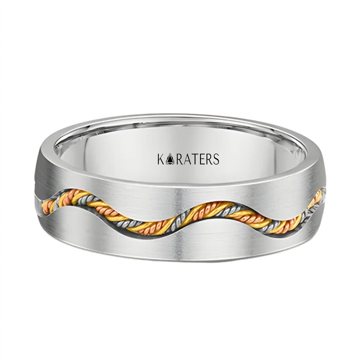 Men's Cable Braided Solid Gold Band WG 2