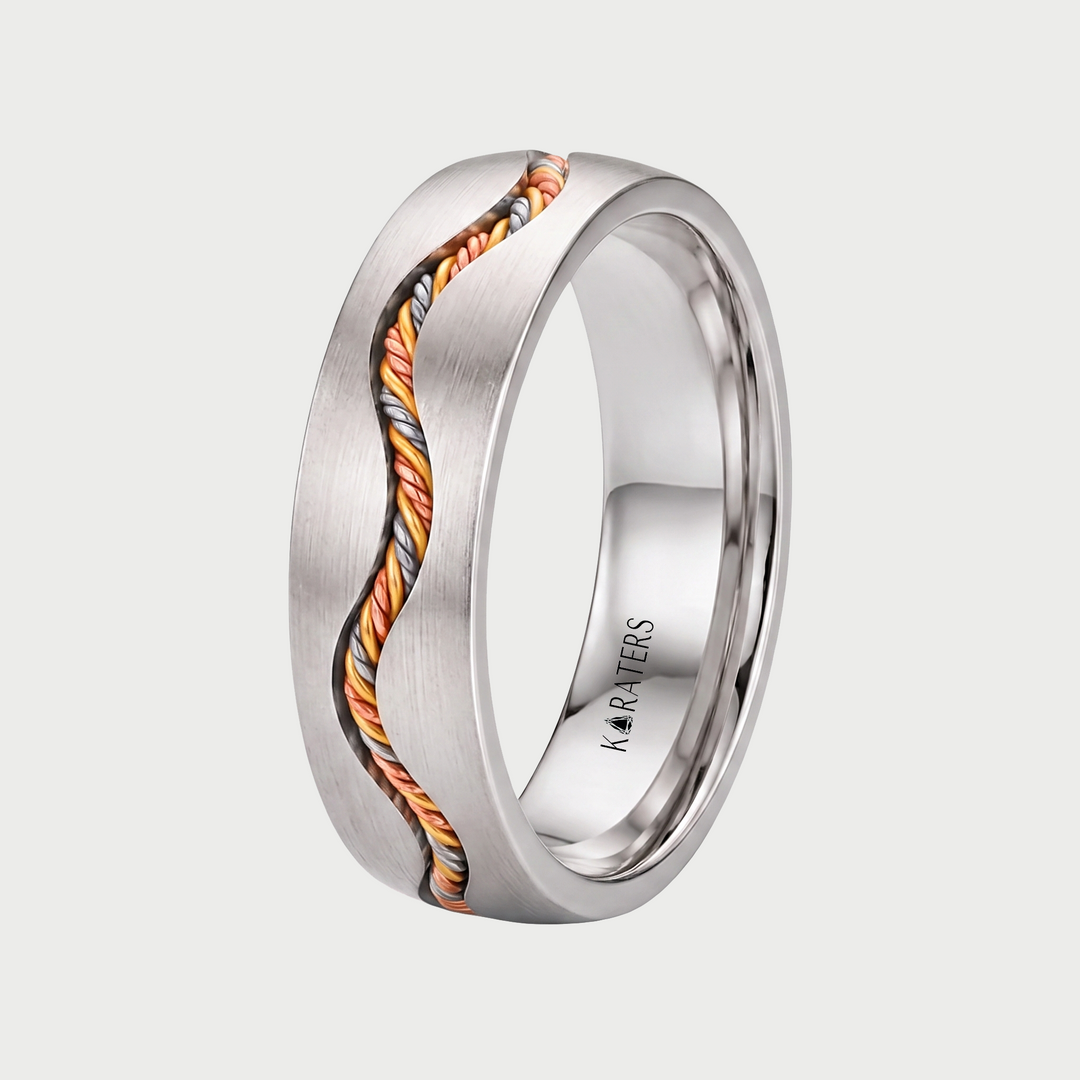 Men's Cable Braided Solid Gold Band