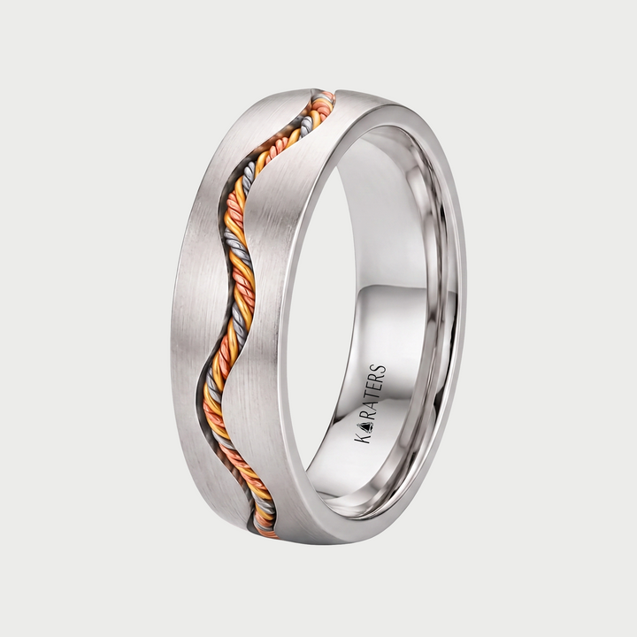 Men's Cable Braided Solid Gold Band