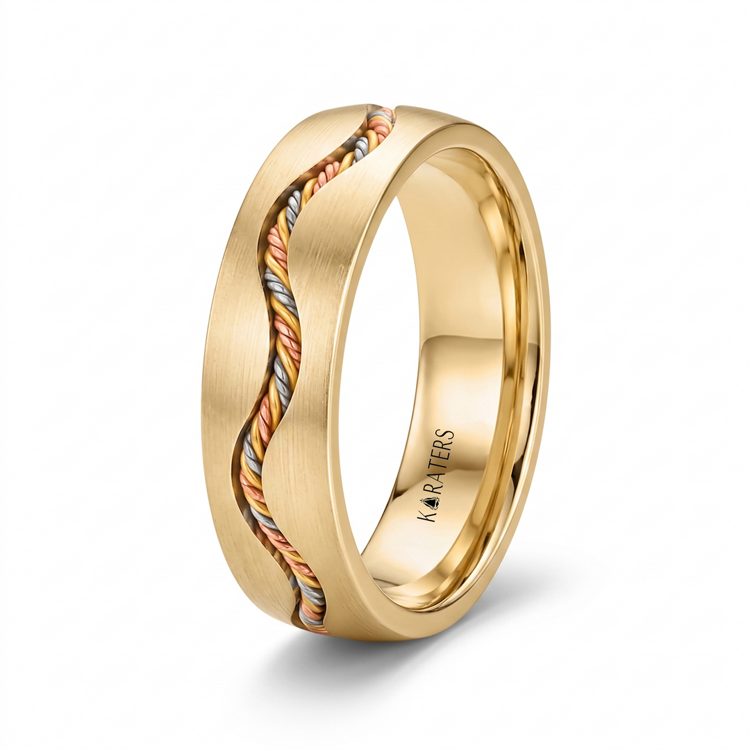 Men's Cable Braided Solid Gold Band YG