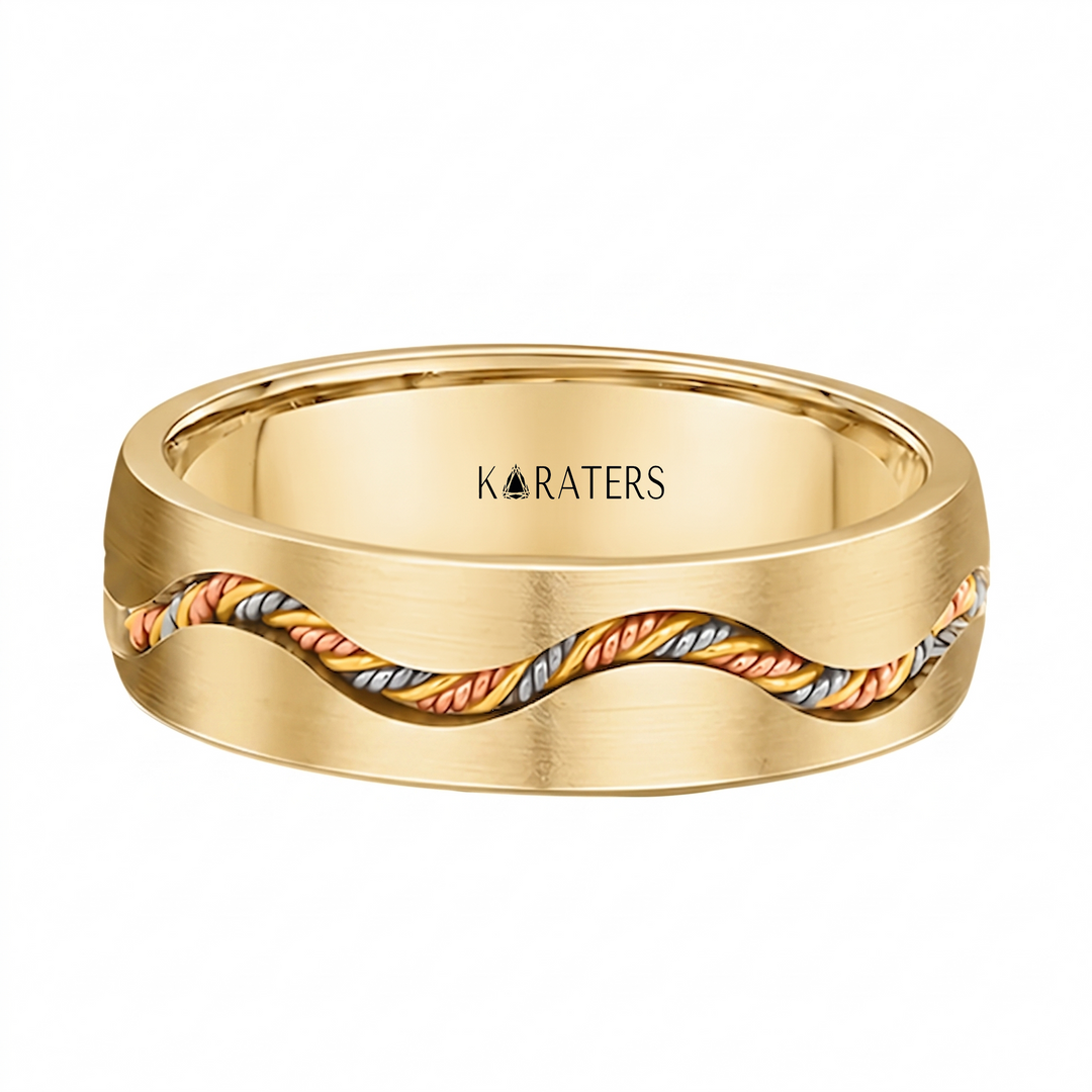 Men's Cable Braided Solid Gold Band YG 2