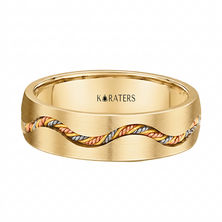 Men's Cable Braided Solid Gold Band YG 2