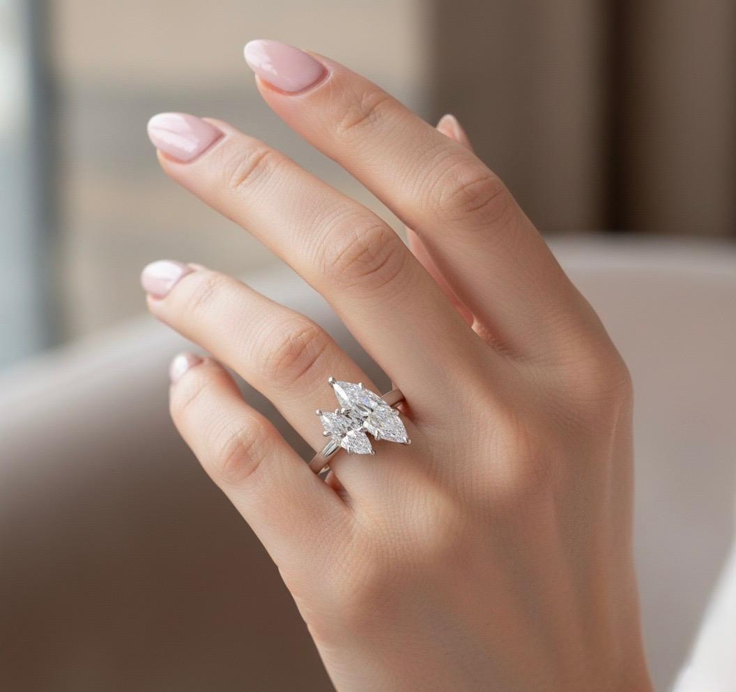 Double Marquise Lab Grown Diamond Toi et Moi Engagement Ring Model