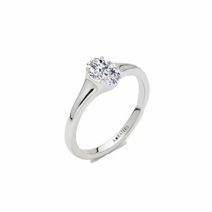 White Gold Oval Shape Solitaire Lab Grown Diamond Engagement Ring Side View2