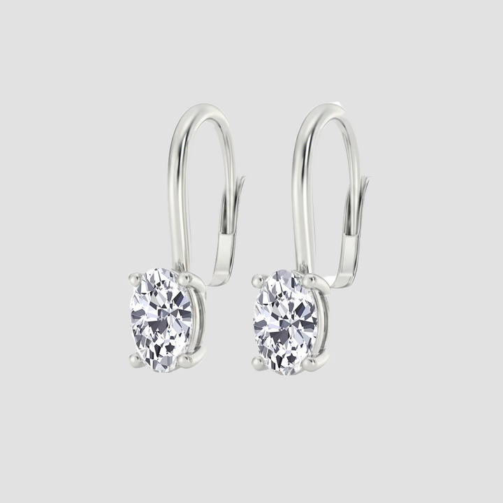 Oval Shape Lab Grown Diamond Lever Back Earrings side view
