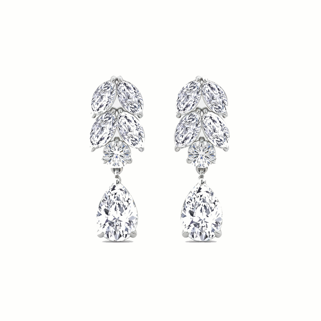 White Gold Pear Lab Grown Diamond Prong Setting Drop Earring2