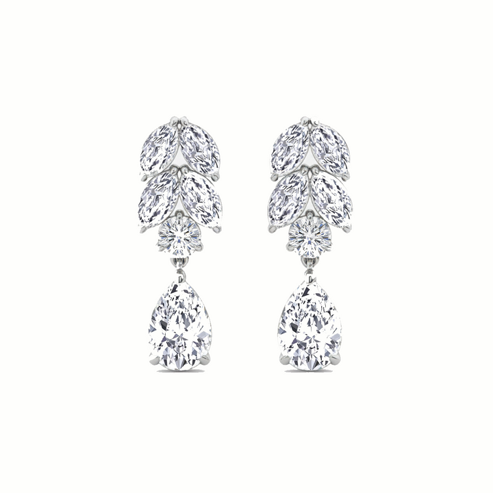 White Gold Pear Lab Grown Diamond Prong Setting Drop Earring2