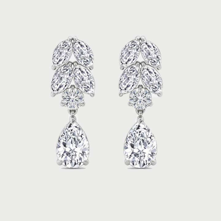White Gold Pear Lab Grown Diamond Prong Setting Drop Earrings