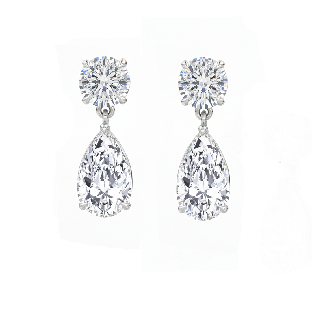 White Gold Pear Shape Drop Earring1