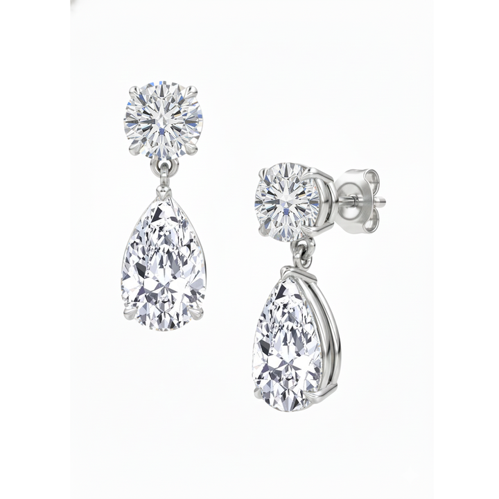 White Gold Pear Shape Drop Earring
