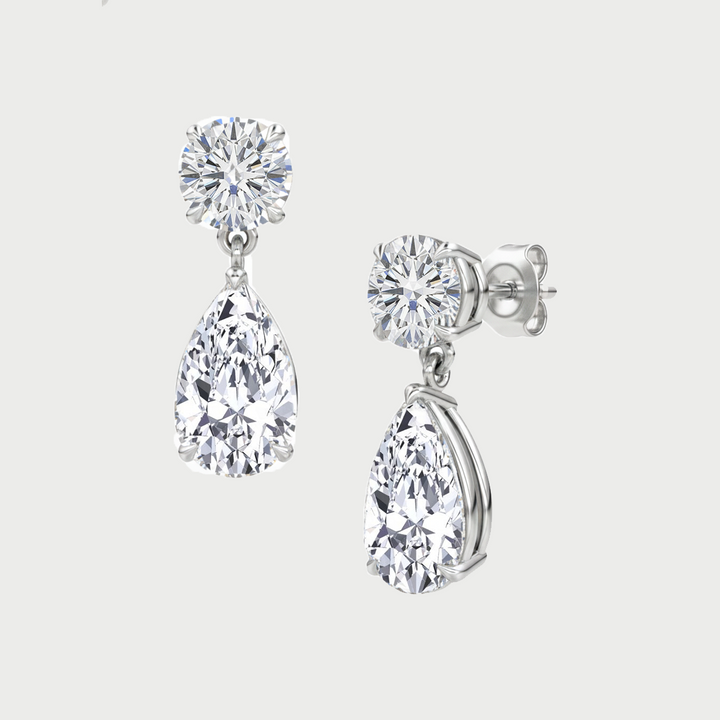 Pear Shape Lab Grown Diamond Drop Earrings