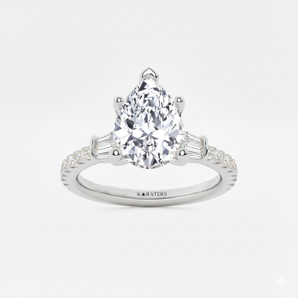 White Gold Pear Shape Ring1