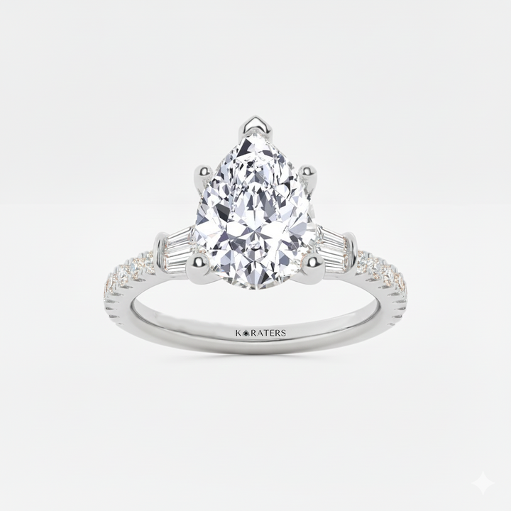 White Gold Pear Shape Ring1