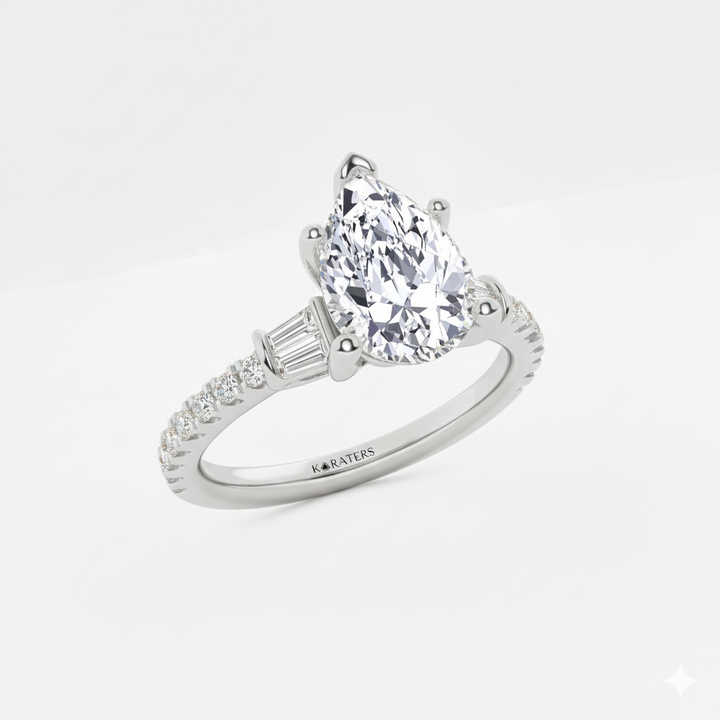 White Gold Pear Shape Ring