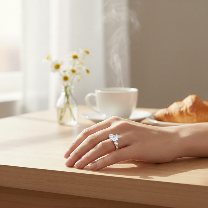 White Gold Pear Shape Ring lifestyle