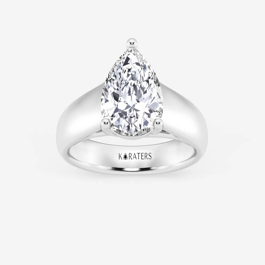 White Gold Pear Wide Shank Ring1