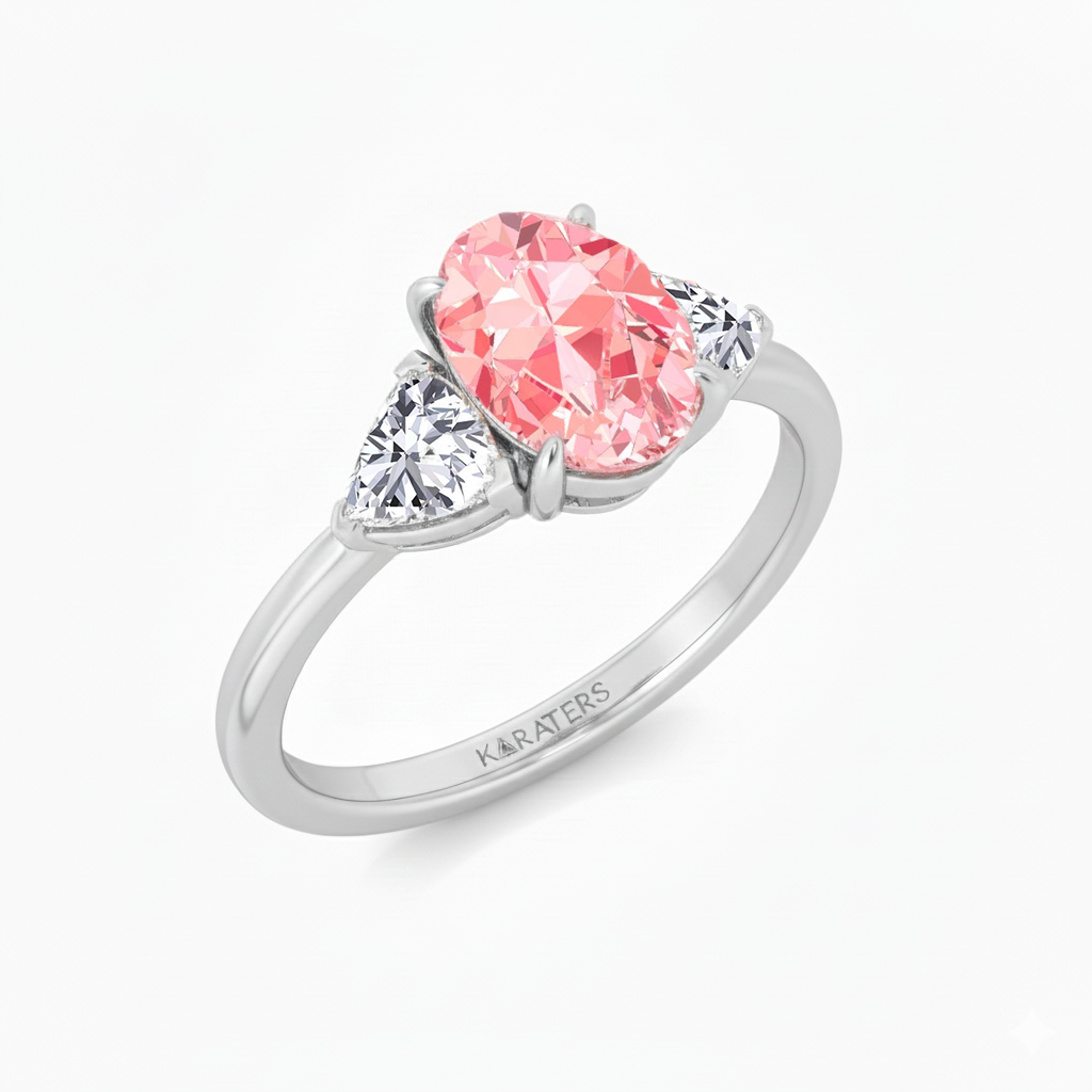 White Gold Pink Oval Ring
