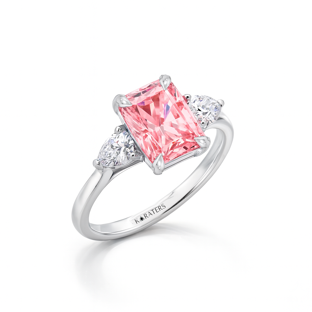 White Gold Pink Radiant Cut Ring