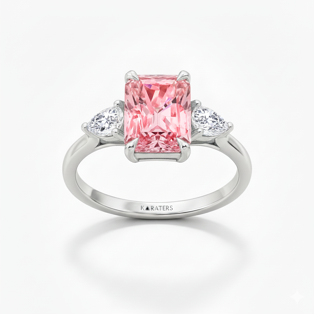 White Gold Pink Radiant Cut Ring1