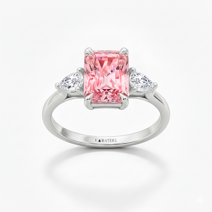 White Gold Pink Radiant Cut Ring1