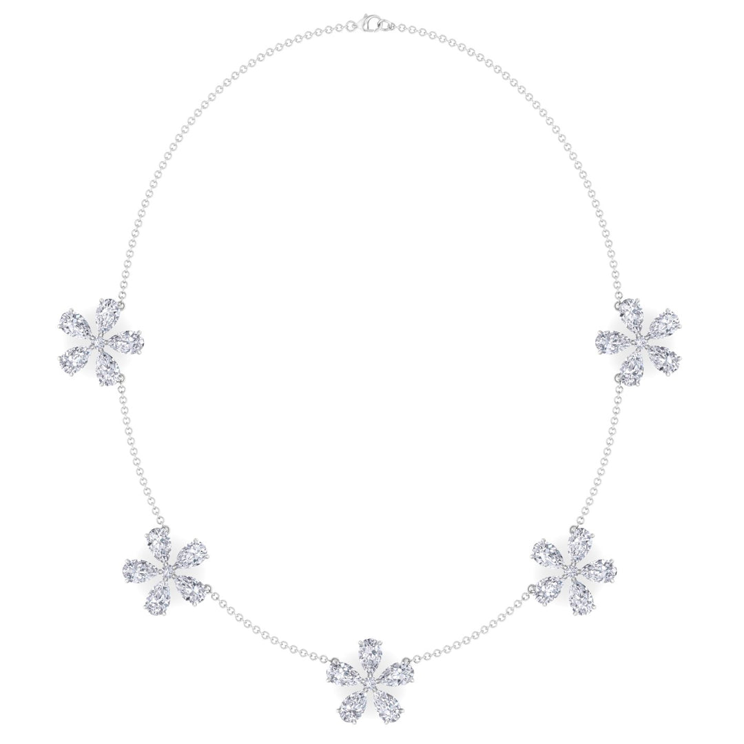 Five Flower Lab Grown Diamond Necklace White Gold 14K 18K